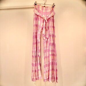 Free People Aloha Pants - Size Small, white, purple and pink check